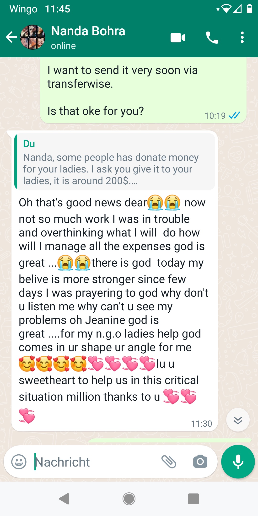 Ein riesengrosses Dankeschön aus Indien